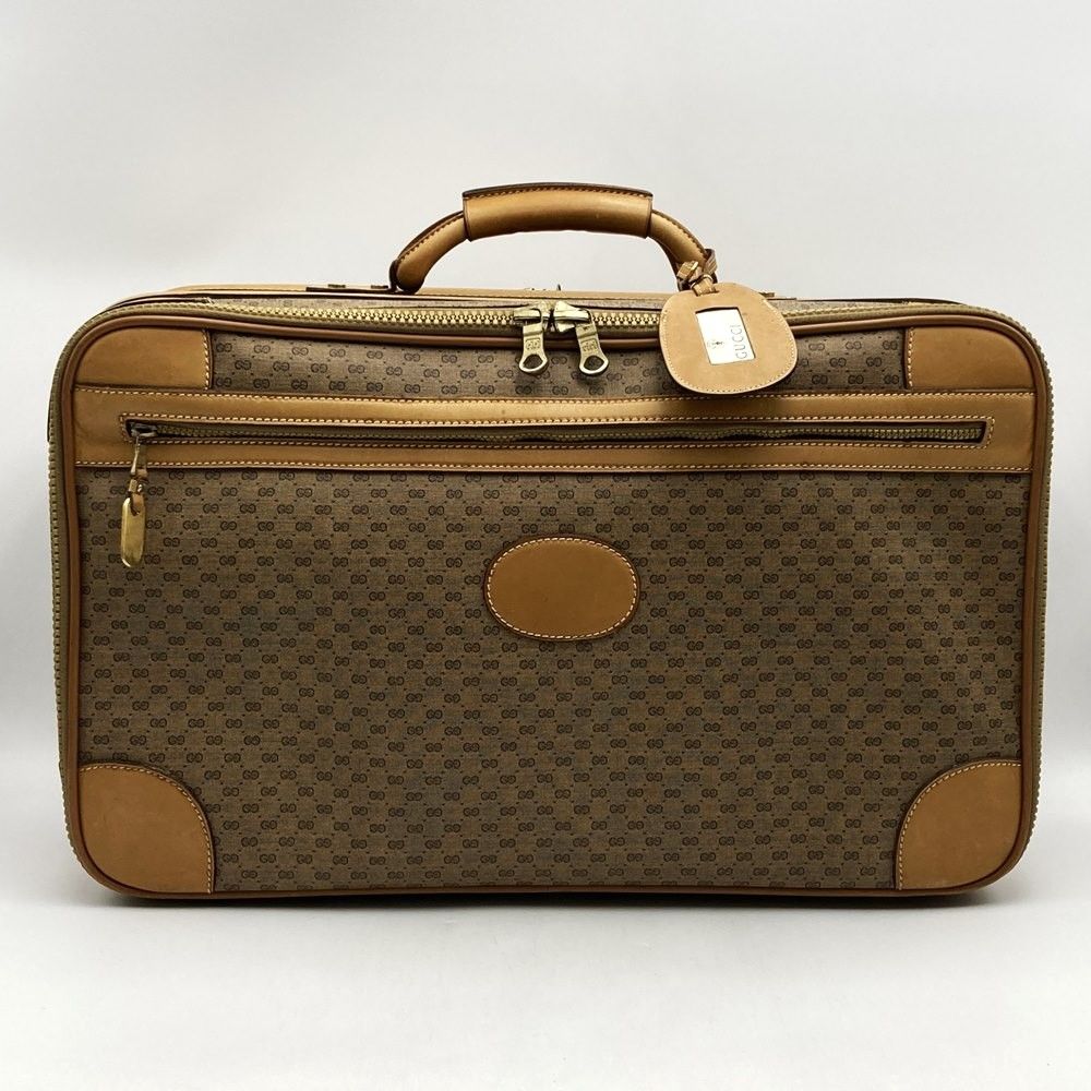 GUCCI グッチ 011 067 0504 マイクロGG シェリーライン トラベルバッグ トランクケース スーツケース レザー ベージュ レディース