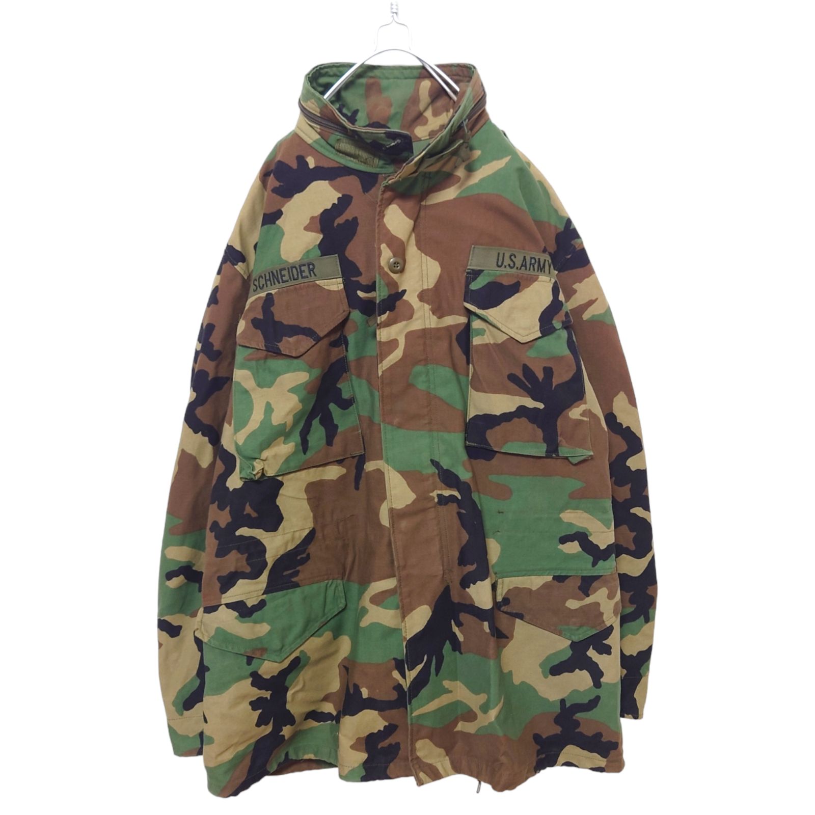 M-65 4th 89年製 プラスティックジップ ウッドランドカモ 迷彩 US M-R】U.S.Army 90's M-65 Field Jacket 4th Model Wood Land
