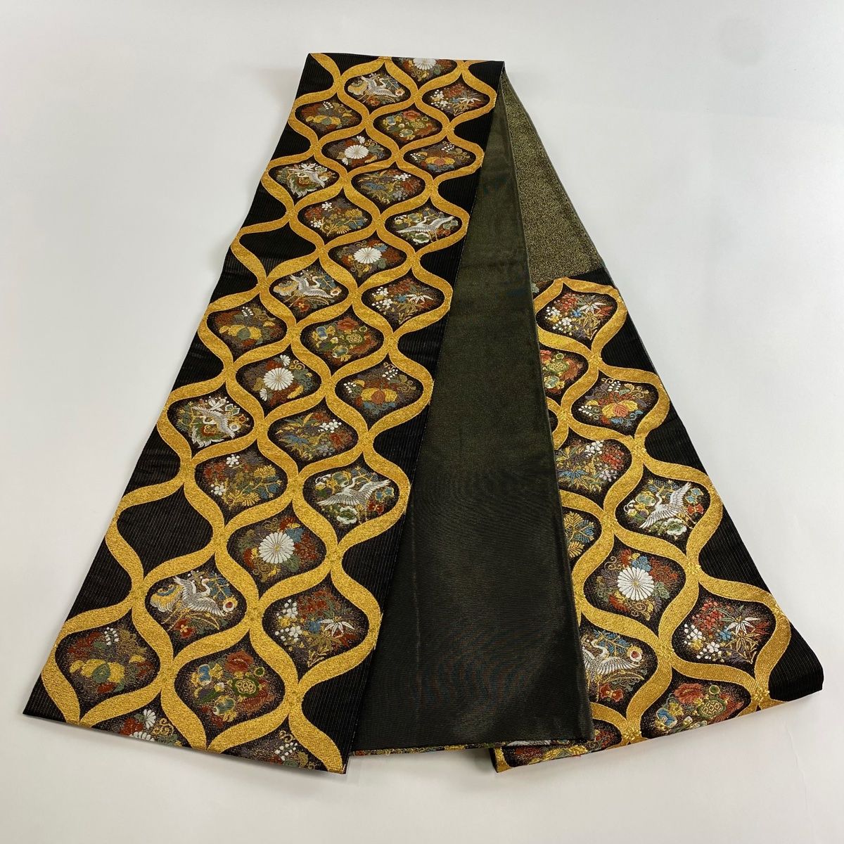袋帯 秀品 松竹梅 鶴 金糸 箔 黒 六通 正絹 【中古】 - メルカリ