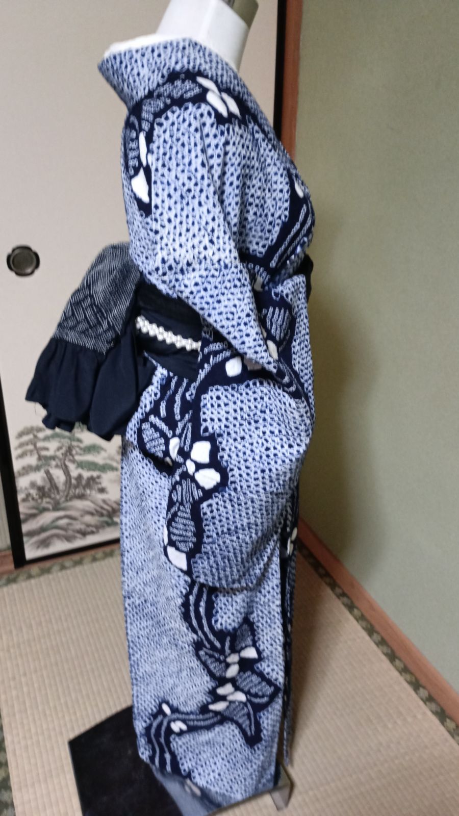 単衣　絞りの小紋 夏着物 絽小紋 絞り柄