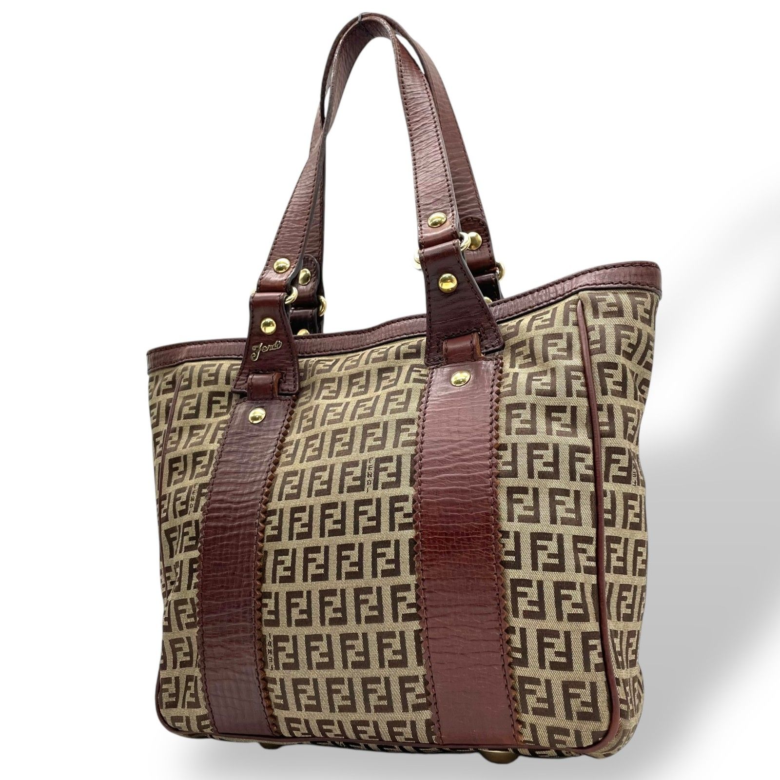 FENDI ズッキーノ ボストンバッグ ブラウン トートバッグ キャンバス FENDI ズッキーノ ボストンバッグ ブラウン トートバッグ キャンバス