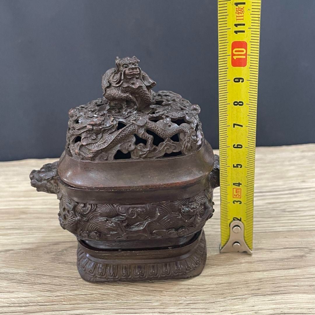 三足象耳 三面獅頭薫香炉 九龍聚宝盆香炉 装飾品 工芸品 美術品 置物 香炉 九龍 工芸品 美術品 置物 三足象耳 三面獅頭薫香炉