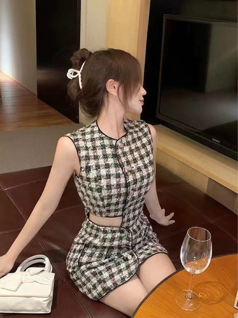 ミニツイードワンピースセクシー 女子会デート