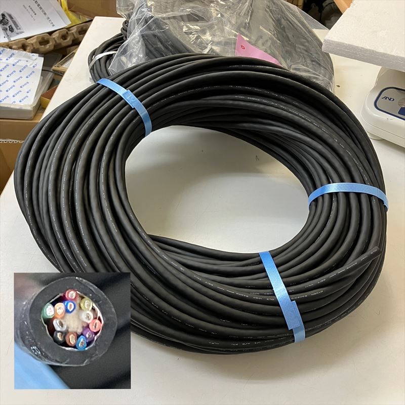 RMFEV(CL3),ロボットケーブル,12芯xAWG24,黒,大電,60m