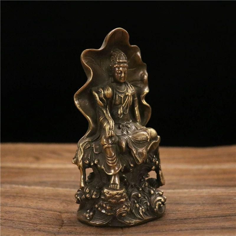 仏教美術 仏像 蓮華蓮葉自在観音仏像 銅製 銅器 - メルカリ