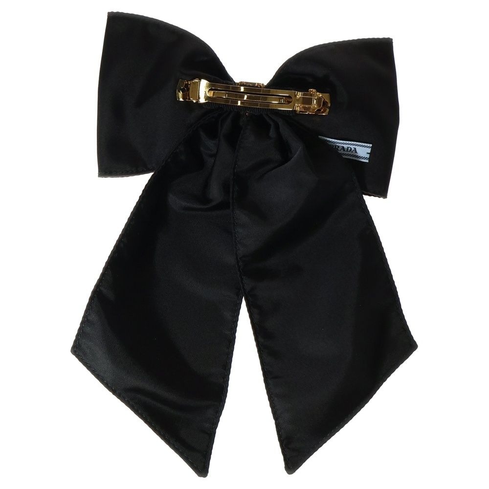 人気ブランド集結！ PRADA プラダ リボン バレッタ Re-Nylon ヘアアクセサリー ブラック ナイロン 1IF163