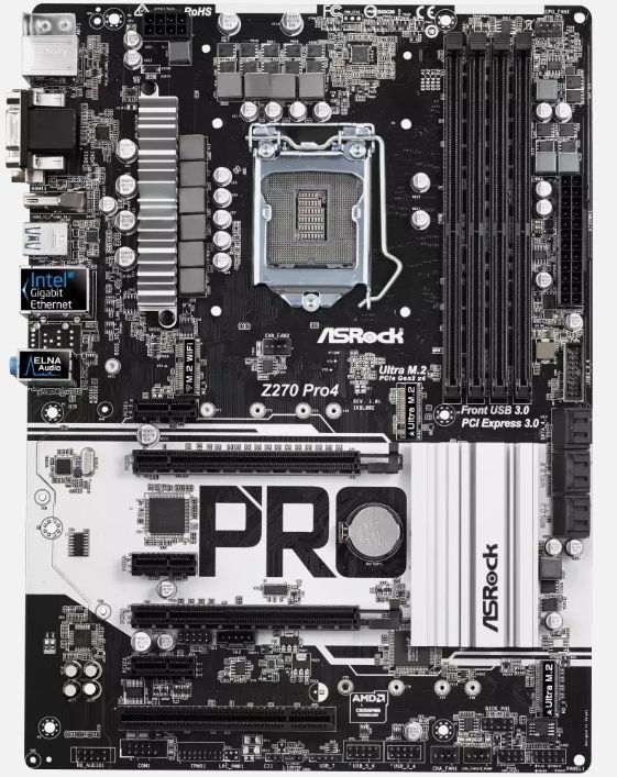 ASRock Z270 Pro4 LGA1151 6/7th Gen HDMI DVI-D D-Sub 64GB