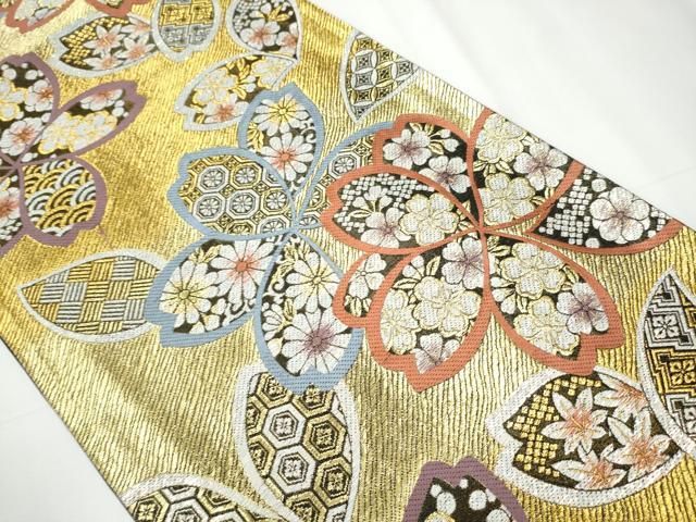 平和屋着物 六通柄袋帯 唐織 舞桜文 金糸 正絹 CAAY2716hy