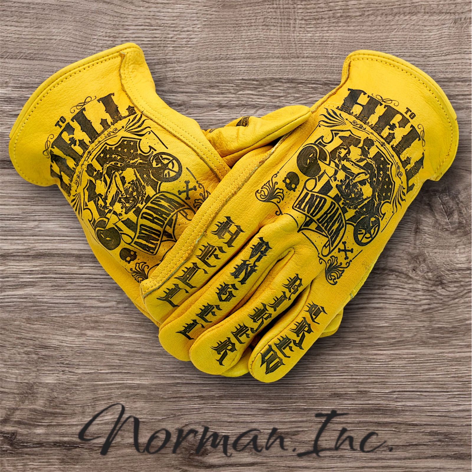 牛革 レザーグローブ アメリカン バイク ハーレー カスタム タトゥー