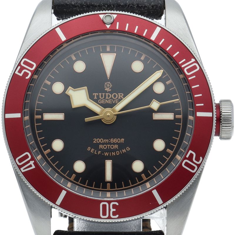 チューダー ヘリテージ ブラックベイ ウォッチ バラ文字盤 M79220R-0002 箱 保証書 SS 革 メンズ時計 ブラック