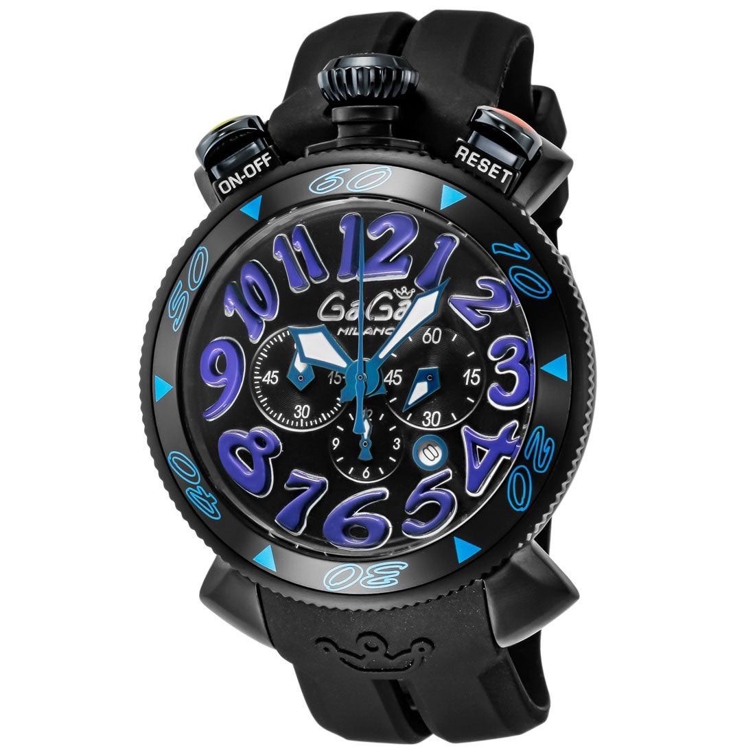 GaGa MILANO ガガミラノ クロノ48MM 6054.1 クォーツ ラバーベルト メンズ ブルー