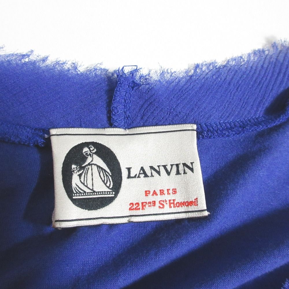 美品 LANVIN ランバン ビジュー フリンジ パイピング カットソー サイズM ブルー レディース 古着 中古 LANVIN - 美品 LANVIN ランバン ビジュー フリンジ パイピング
