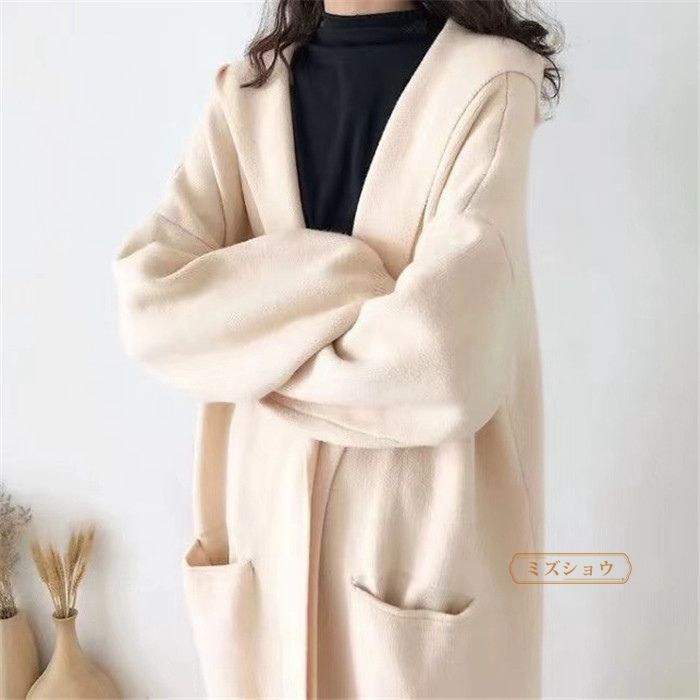 Off-White⭐︎レディースロングカーディガン美品 ロング カーディガン レディース フード付き ニットカーディガン