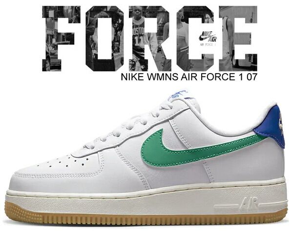 ナイキ ウィメンズ エアフォース 1 NIKE WMNS AIR FORCE 1 07 white|stadium green-game royal dd8959-110 ホワイト グリーン ガムソール メンズサイズ