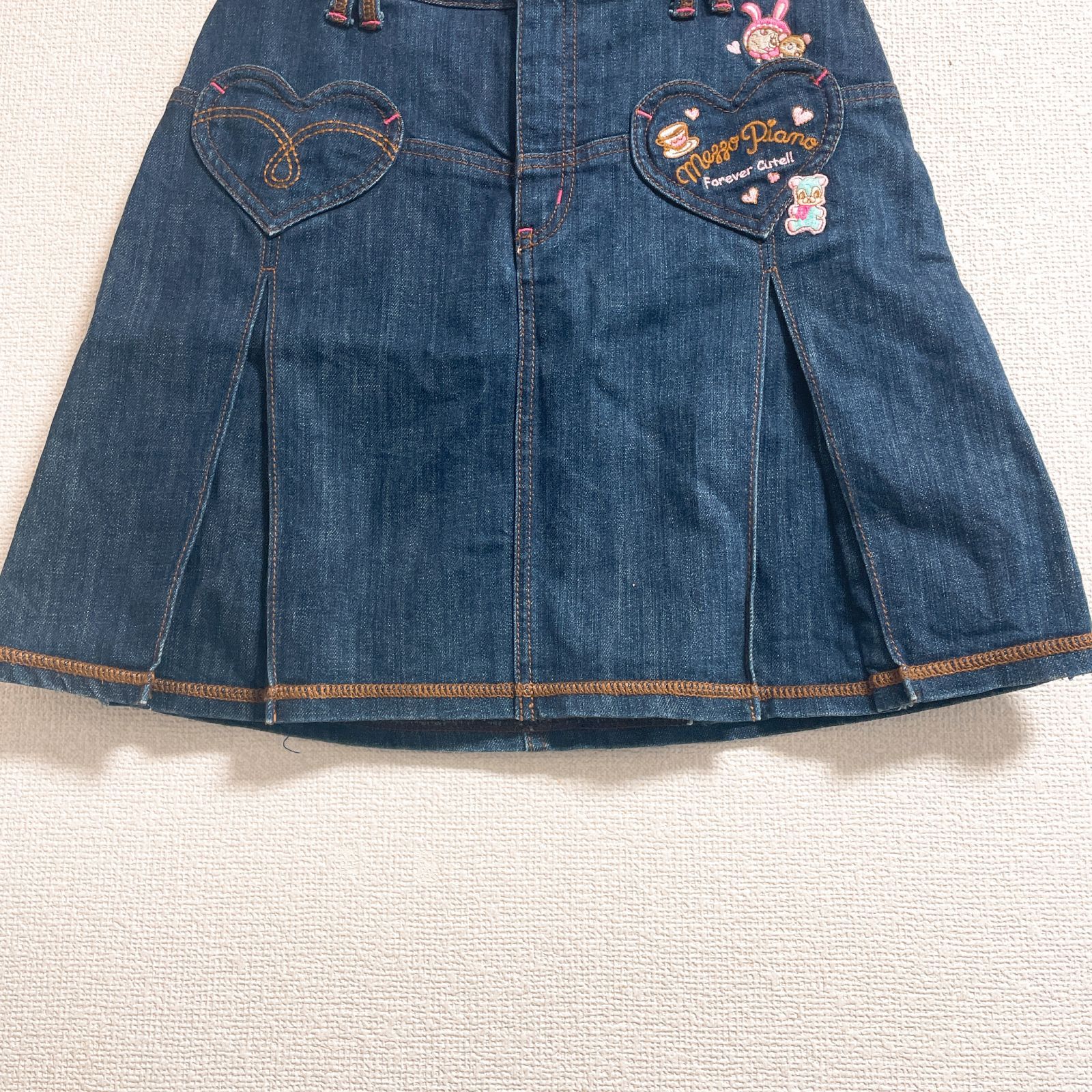 mezzo piano メゾピアノ 刺繍 ベリエちゃん デニムスカート