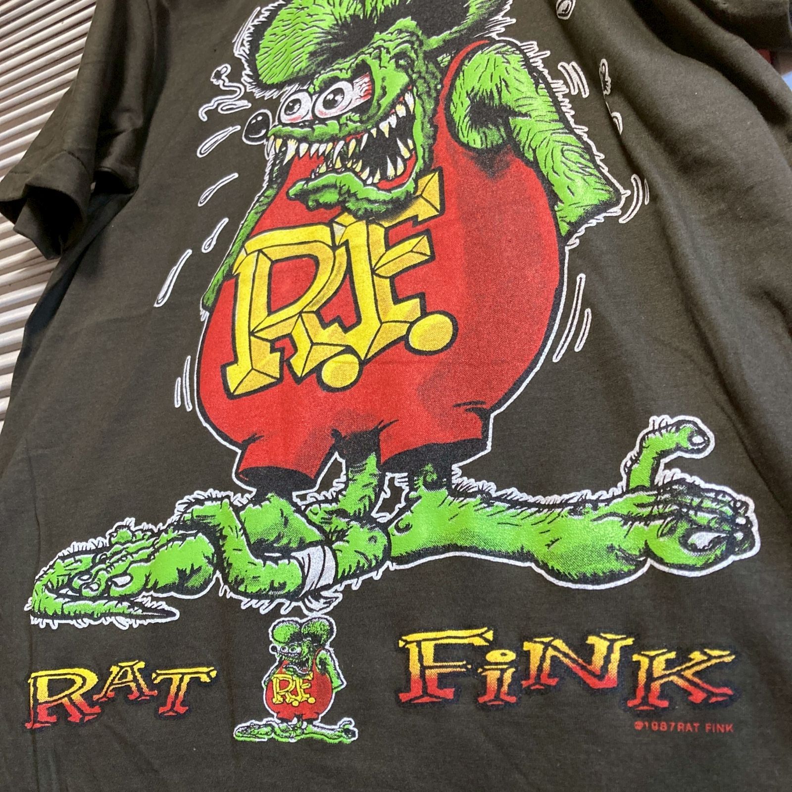 mm] BFAO キャラ Tシャツ 古着 USA製 黒 ラットフィンク RAT