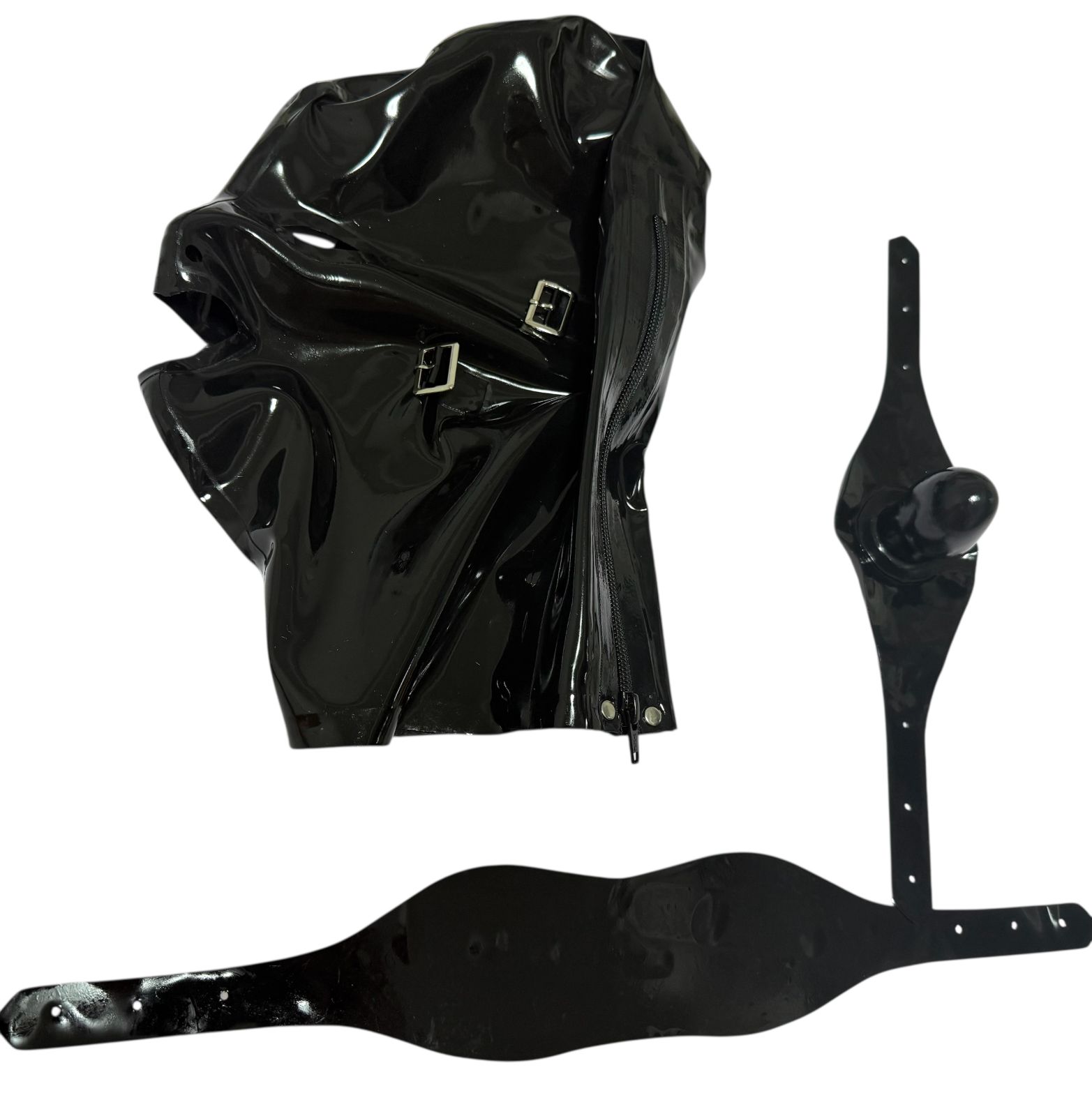 ラテックス製 レーザーマイクロホール 全頭マスク ラバーマスク 黑 M L WWW_IBETON_RU