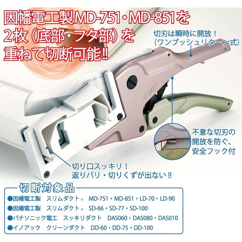 トップ工業 TOP エアコン用ダクトカッター 因幡電工推奨品 フタ 底部同時切断 エアコン 工具 DC-100M 燕三条 日本製 1