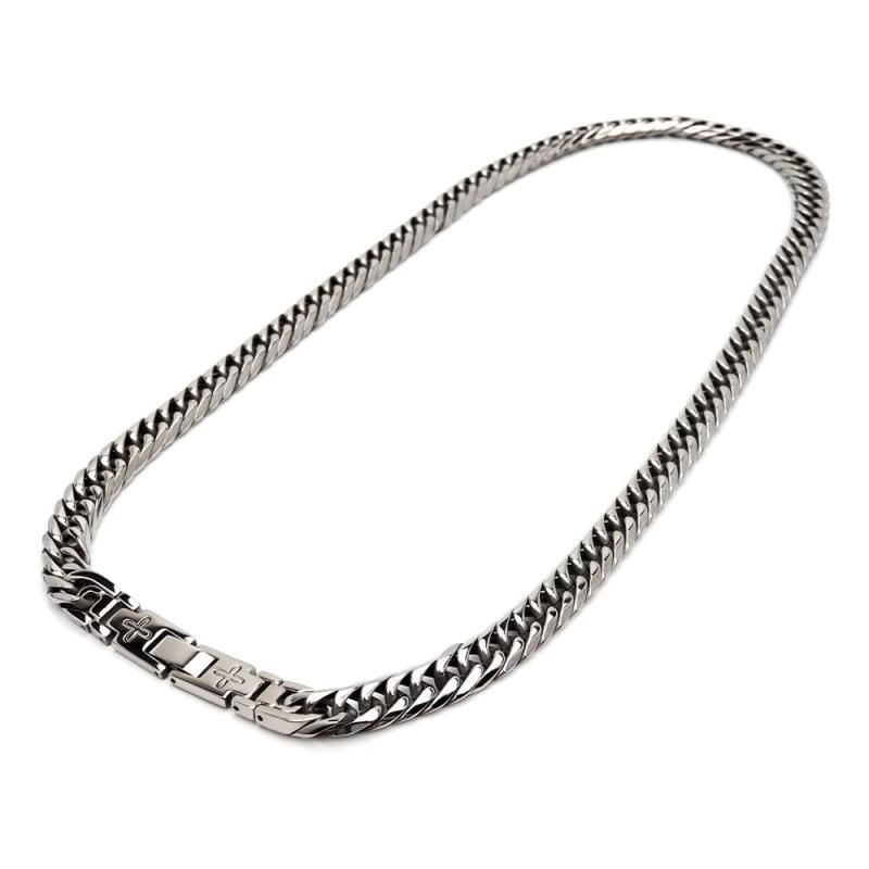 silver KYASYA 純チタン 6面カット ダブル喜平ネックレス ゴールド シルバー 18K GP チタンネックレス 太め TITANIUM ヘマタイト ネックレス g シルバー 55c