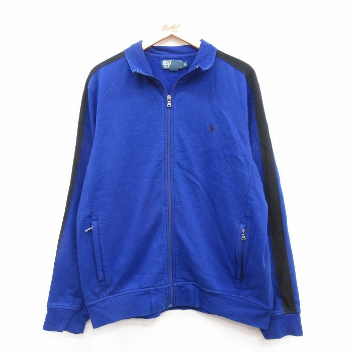 XL/古着 ラルフローレン 長袖 ブランド ジャージ メンズ 90s ワンポイントロゴ 青他 ブルー spe 24dec25 中古 アウター トラックジャケット