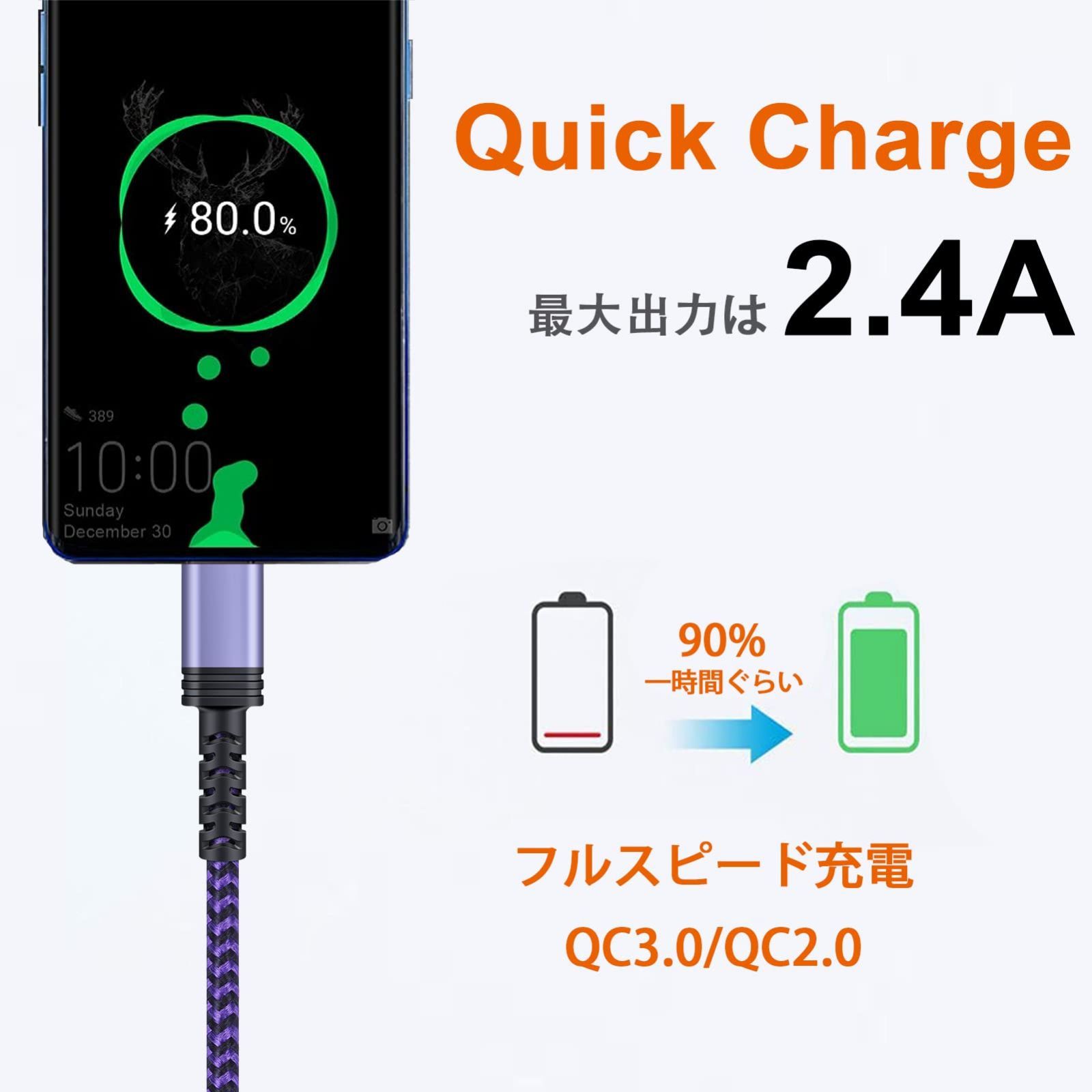 在庫処分】type A-マイクロb ケーブル ケーブル Micro充電コード【1.8M