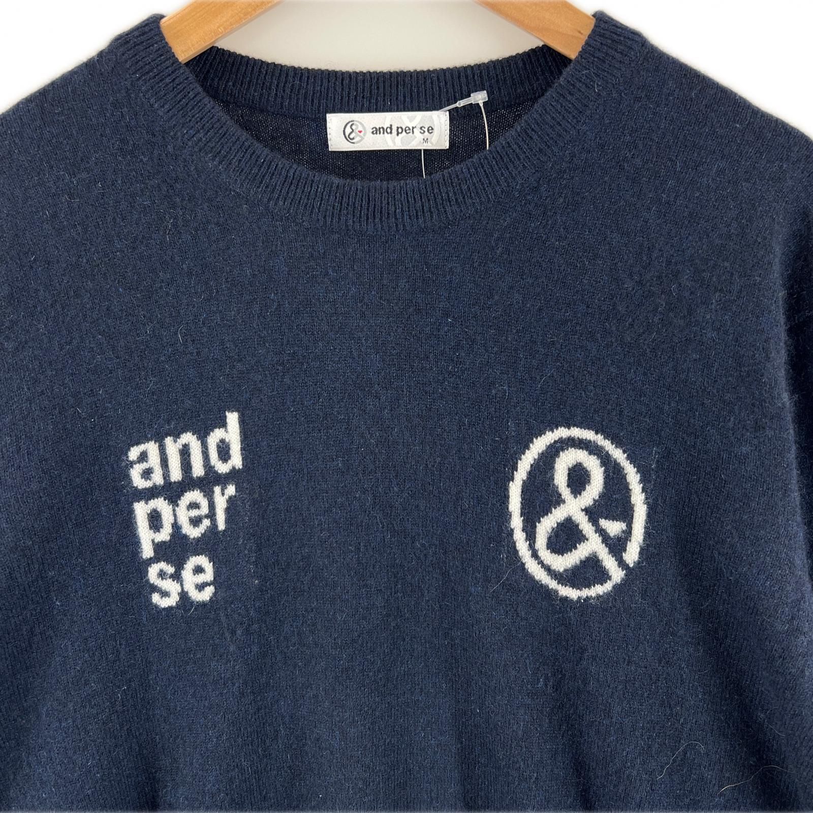 美品 Ampasy アンパスィ ブランドロゴ 秋冬 AW 長袖ニット カシミヤ