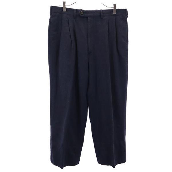 フェンディ イタリア製 ウールブレンド スラックスパンツ ネイビー  