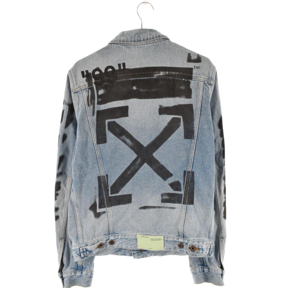 採寸OFF-WHITE Arrow Logo Denim Jacket ブラック M - Gジャン/デニムジャケット