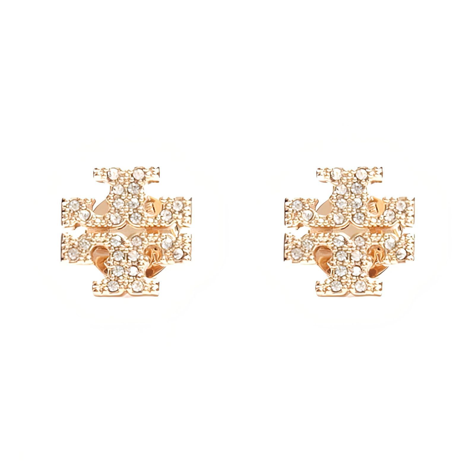 トリーバーチ TORY BURCH ピアス PAVE LOGO STUD EARRING ダブル