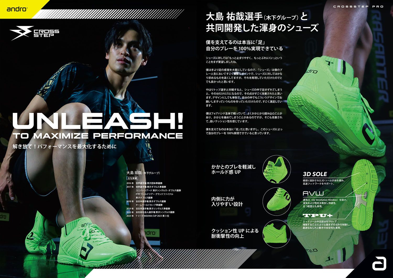 楽天ランキング1位アンドロ andro 卓球 クロスステップ プロ ホワイト  350023016 ホワイト 26.5 ダイヤル式シューズ