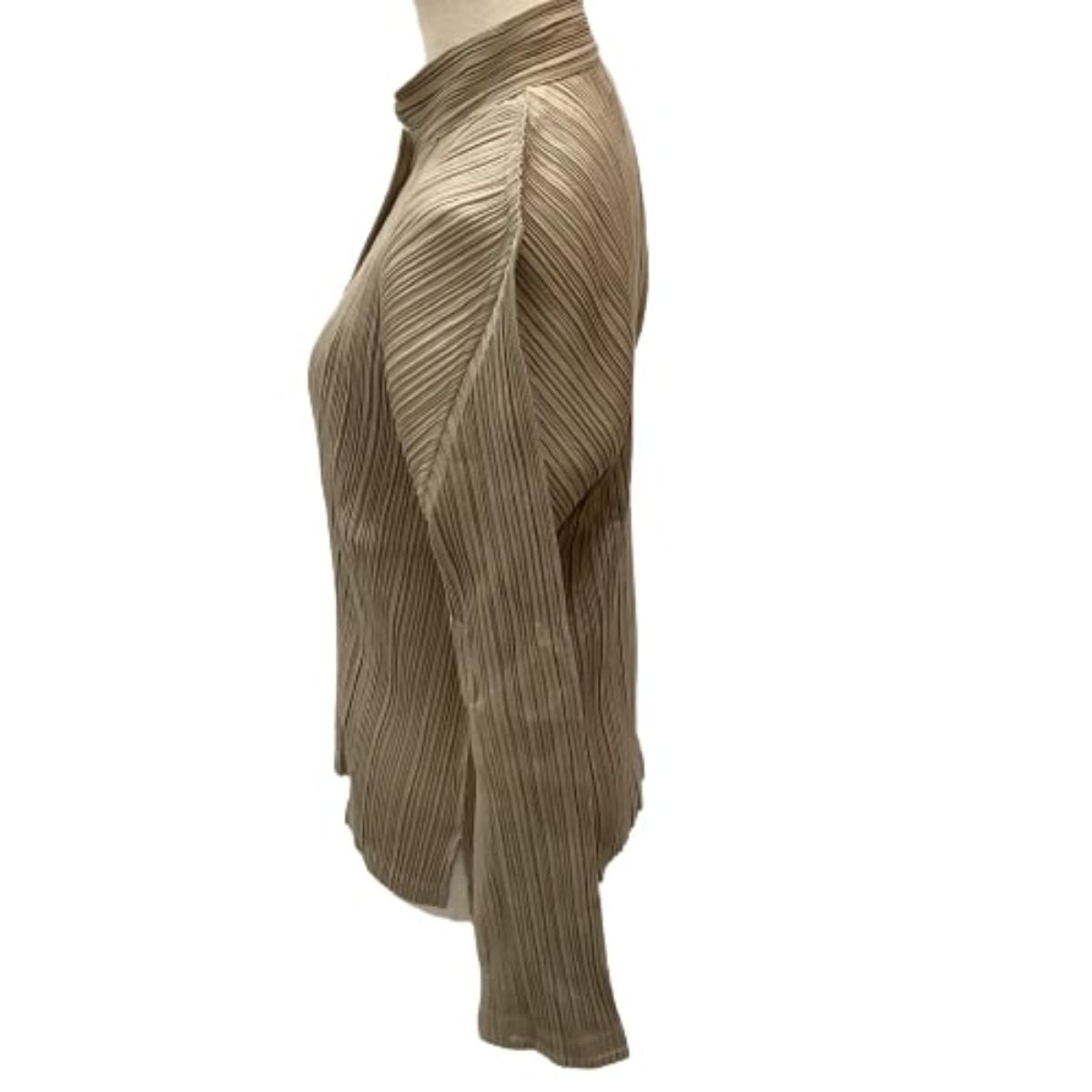 ♪♪ISSEY MIYAKE イッセイミヤケ PLEATS PLEASE シャツ SIZE 4 PP43-JJ465 ベージュ