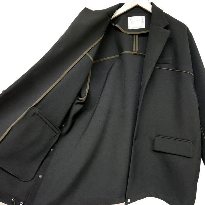 sacai サカイ 国内正規 22AW Technical Jersey Jacket テクニカルジャージージャケット ドローコード テックウェア  22-02815M 日本製 定価99000円 BLACK ブラック 黒 2