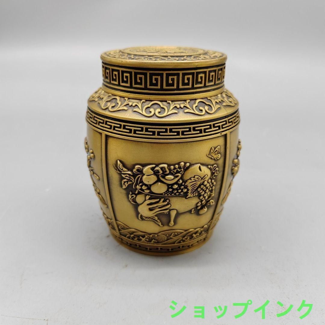 銅器 茶筒 茶器 茶道具 香道具 物入れ 装飾品 工芸品 置物 銅器 茶道具 茶壷 香道具 リビングオフィス 装飾品 工芸品 置物