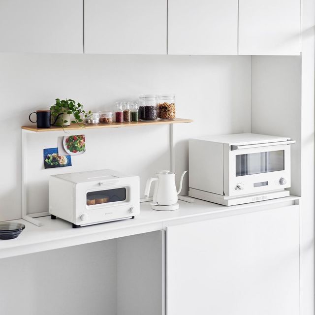 キッチンカウンター上棚 タワー 山崎実業 tower 幅90cm ホワイト ブラック 1692 1693 キッチン 収納 棚 レンジ上 見せる収納 飾り棚 レンジラック オープンラック スパイスラック 調味料ラック カウンター上収納 台所収納 タワーシリーズ NEXPOTALLINN_EU