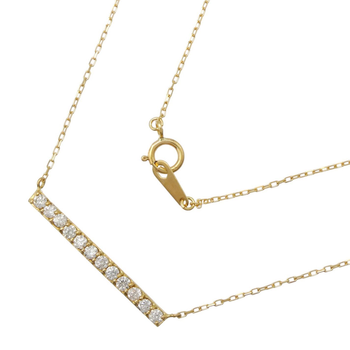ネックレス K18 ダイヤモンド0.30ct 横長 42cm - メルカリ