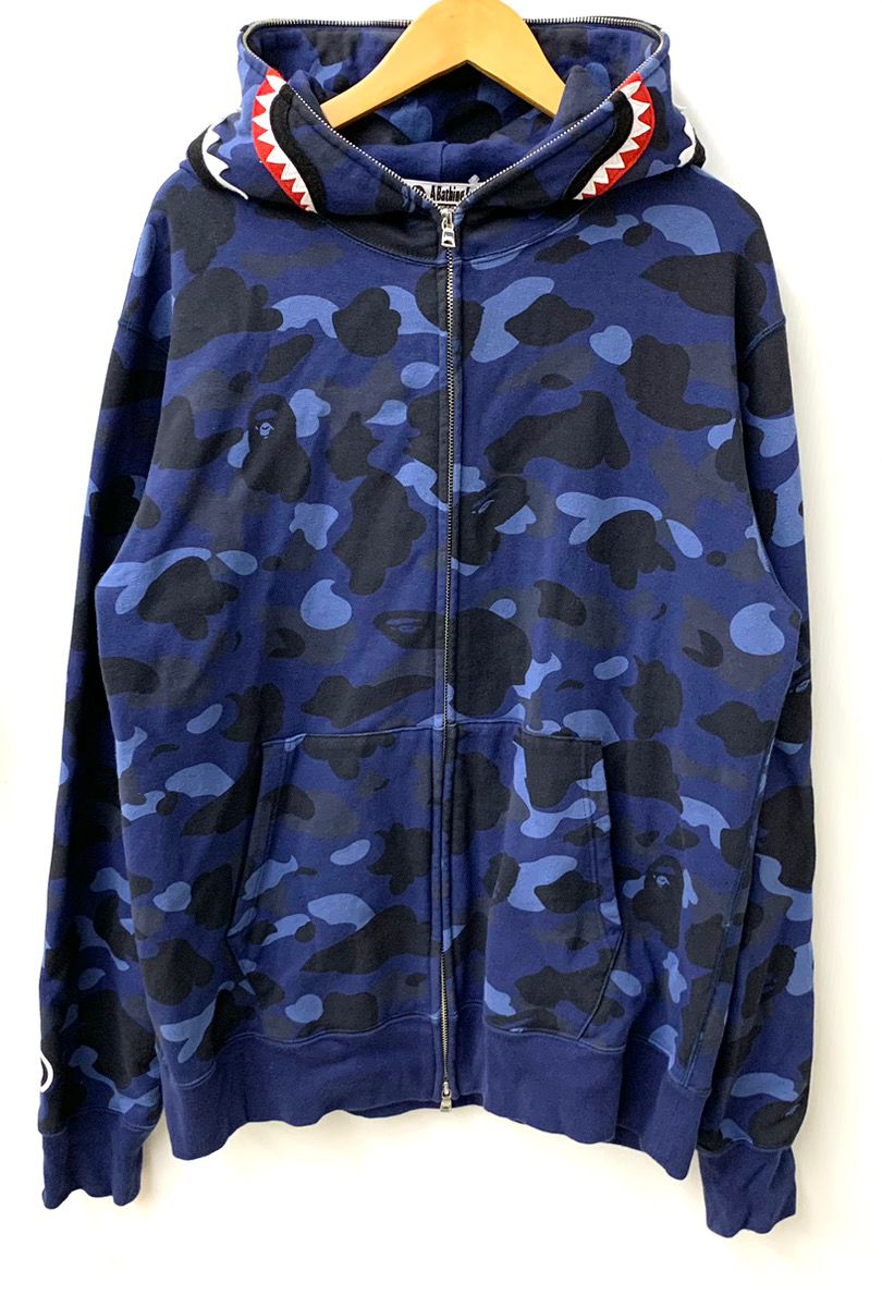 BAPE 1stカモラインジャージージップパーカー A BATHING APE 1ST CAMO SHARK フルジップパーカー リラックス
