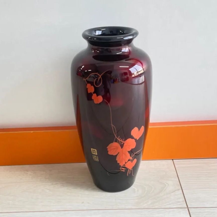 蒼雲　花瓶　濃いエンジカラー 蒼雲花瓶濃いエンジカラー