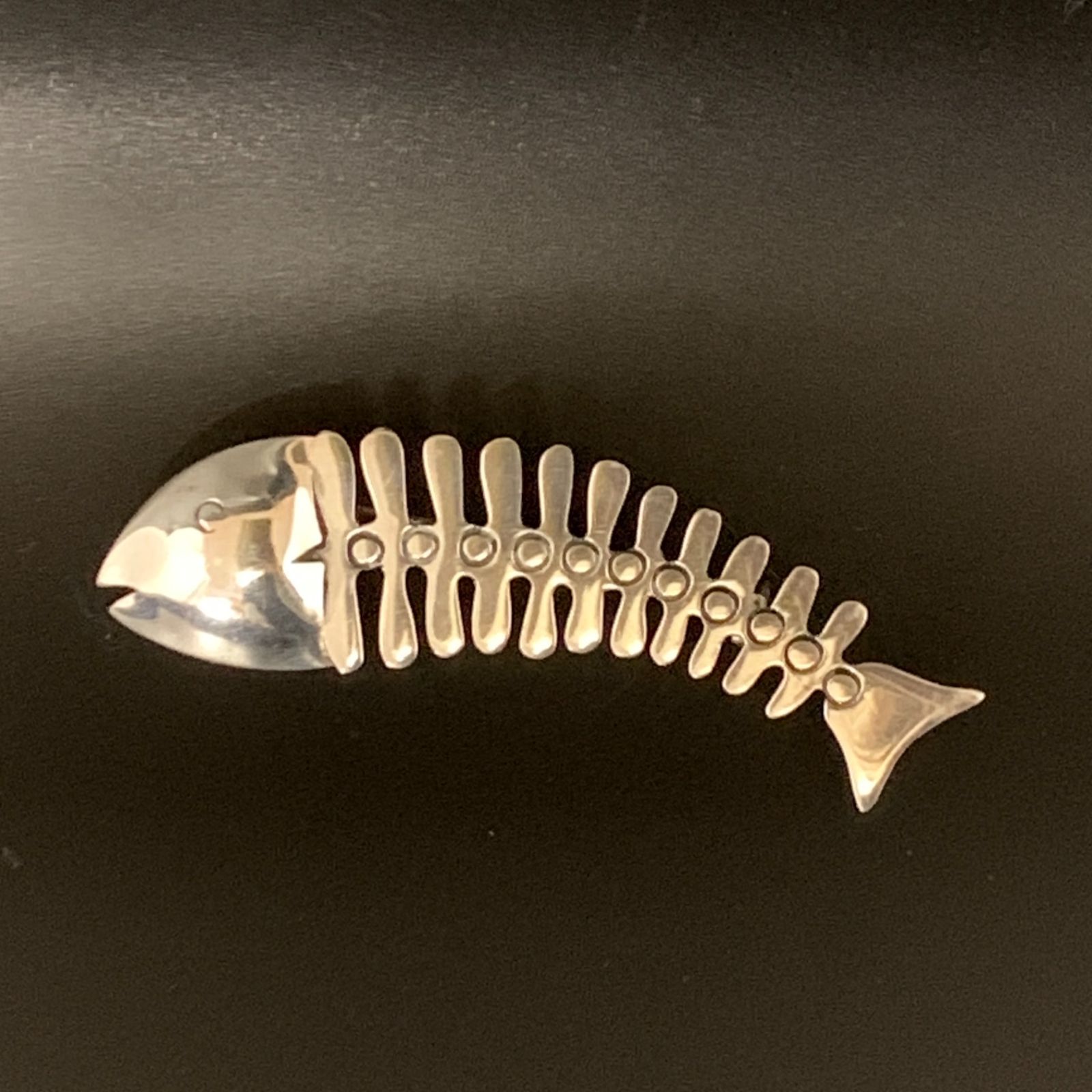 メキシコ シルバー 925 スケルトン フィッシュ ブローチ ピン