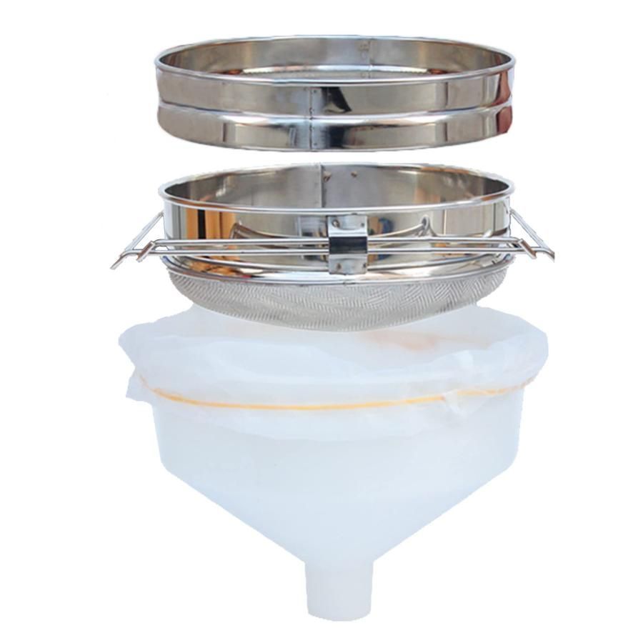 養蜂 器具 蜂蜜 こし器 ワックス はちみつ ろ過器 3重ステンレス 蜜こし器 3段ブラシ ふるい 園芸 3重 蜜こし器