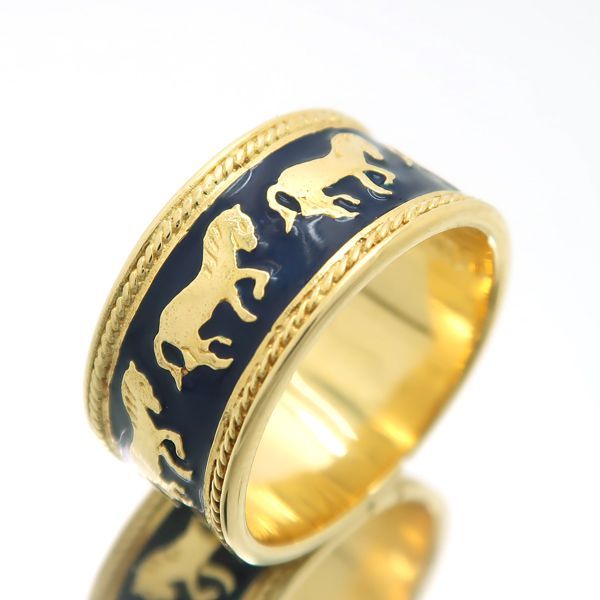 YANES リング K18イエローゴールド YANES エナメル K18 リング 馬