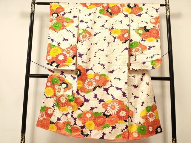 平和屋着物[]七五三 女の子 7歳 祝着 四つ身 袋帯セット 駒刺繍