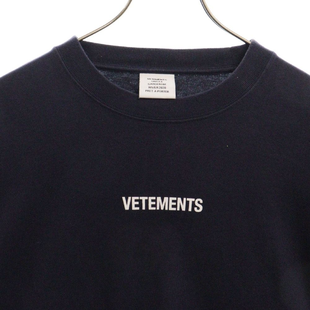 VETEMENTS (ヴェトモン) 19AW Front Logo Tee フロントロゴプリントオーバーサイズ長袖Tシャツ ネイビー  UAH20TR612 - メルカリ