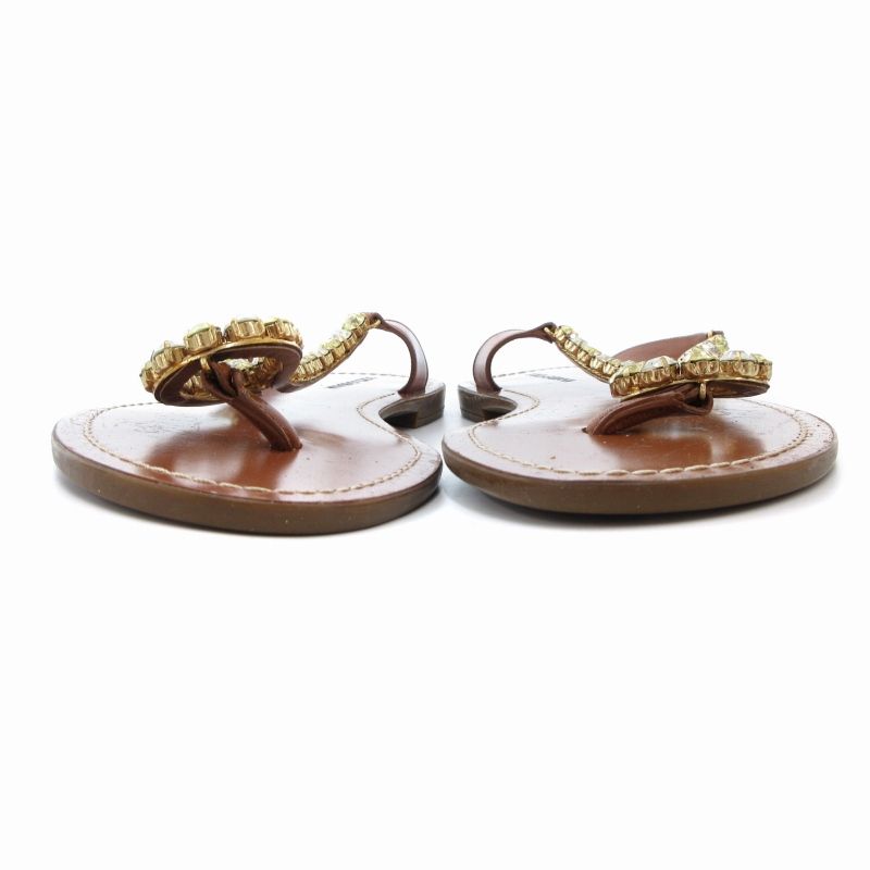 DOLCE&GABBANAラインストーン付トングサンダル マルチカラーのウィメンズ ラインストーン サテン サンダル