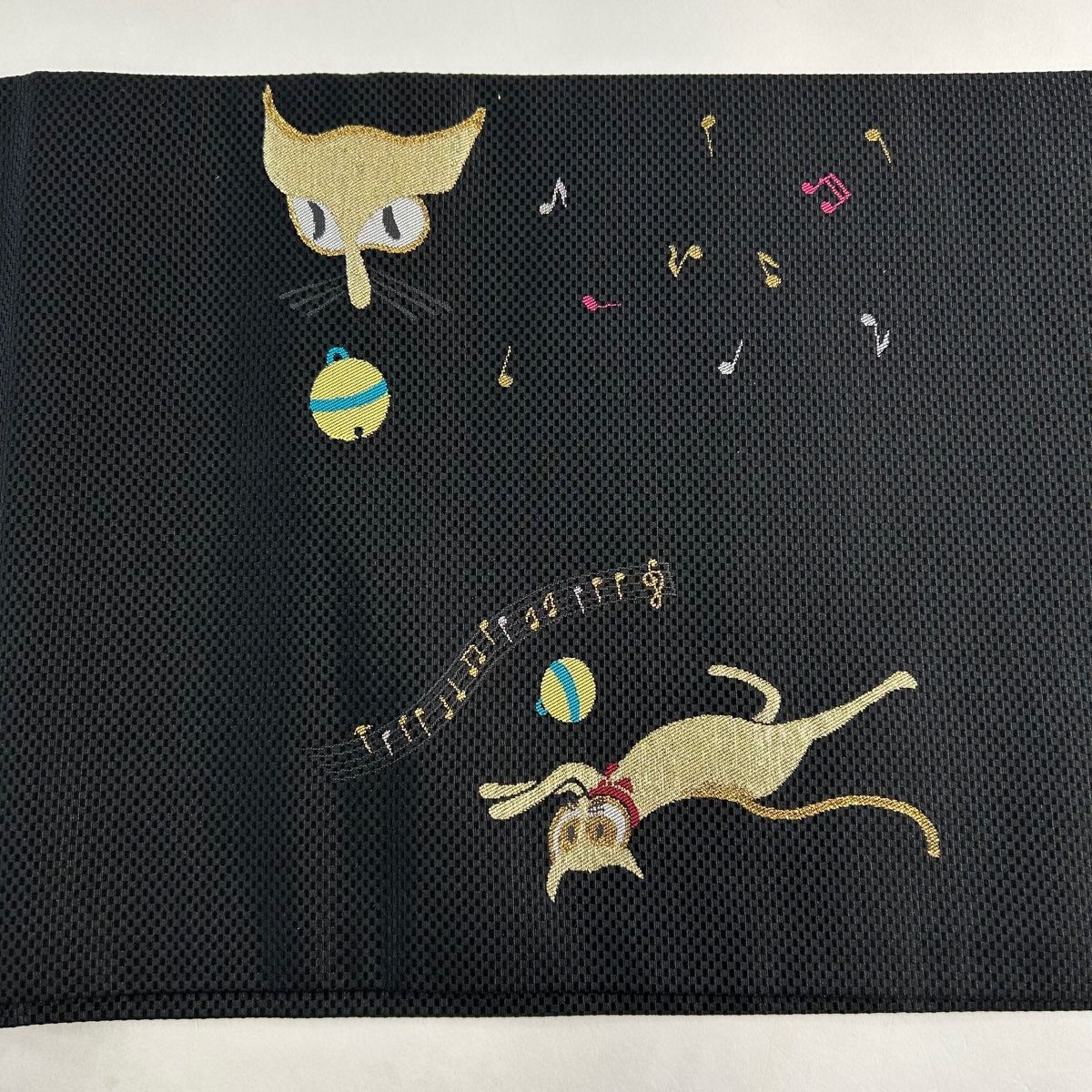 猫と音符の名古屋帯正絹未使用　最終金額 猫と音符の名古屋帯正絹未使用最終金額