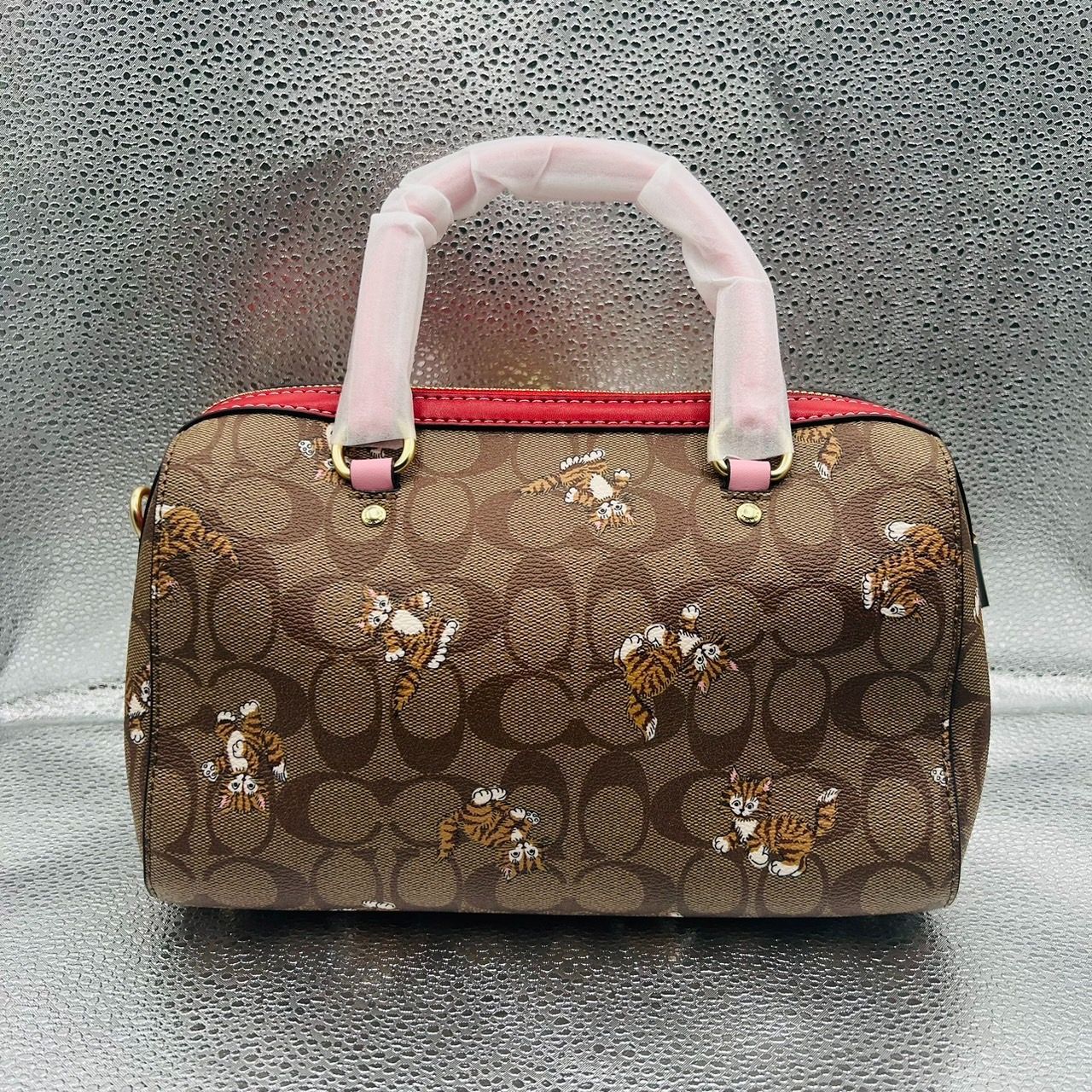 ボストンバッグCOACH コーチ ミニボストン シグネチャー×ダンシング