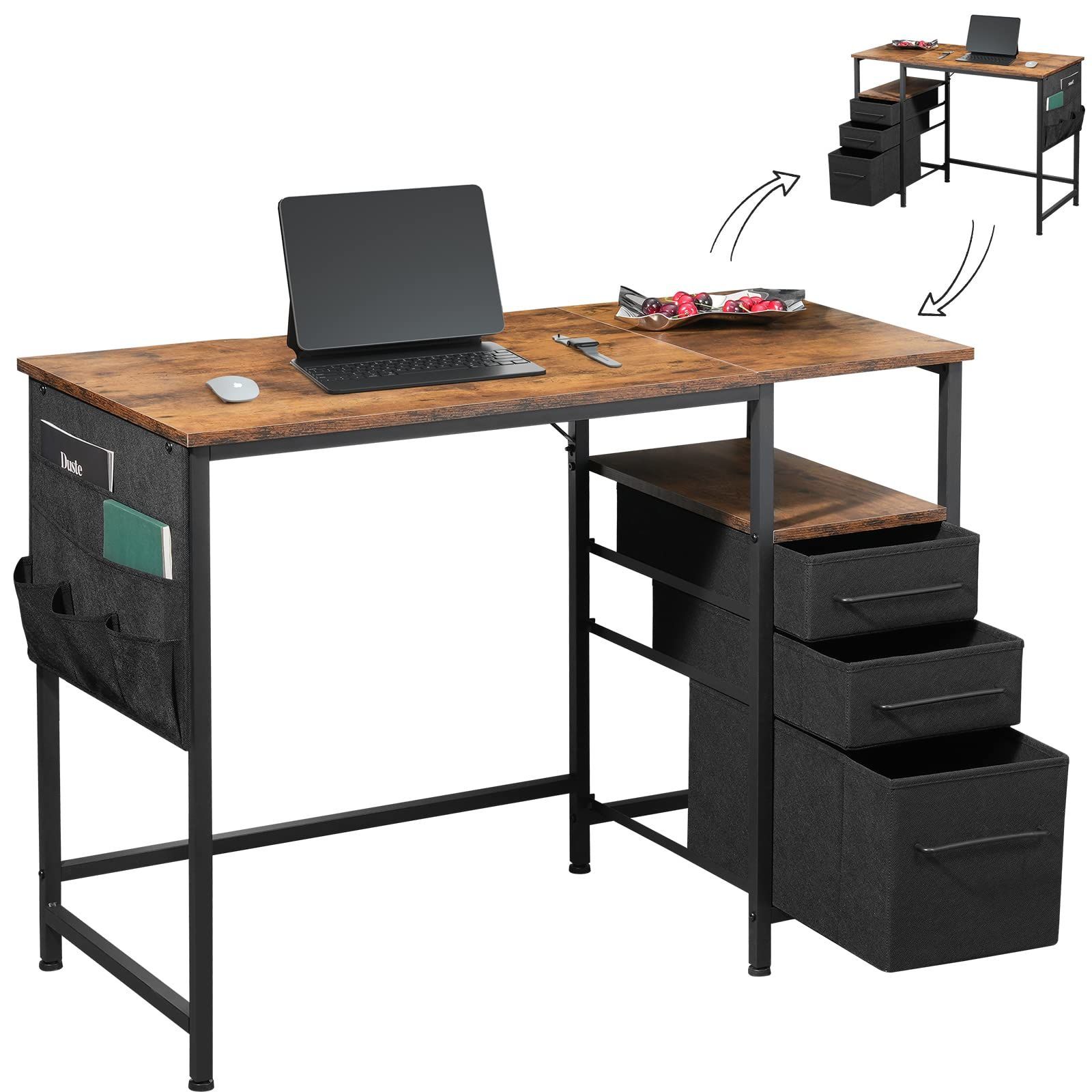 左右入替可 table desk study 子 引き出し付きデスク 幅100cm ban 作業机 学習机 hc 勉強机 収納付きデスク pcデスク パソコンデスク ビンテージ Maihail MARWIL-DEMENAGEMENTS_CH