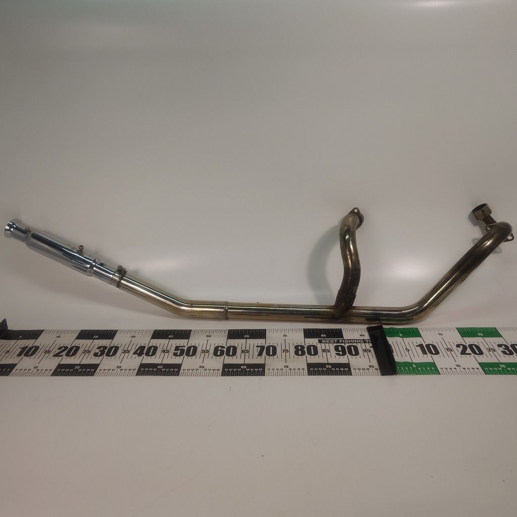 ヤマハ ドラックスター1100 フルエキ トランペット マフラー 2IN1 傷少 車種曖昧なため 写真でわかる方へ