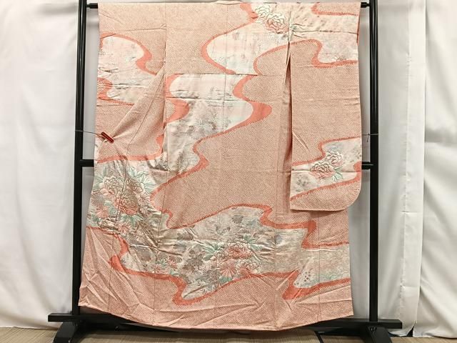 平和屋着物□豪華振袖 駒刺繍 絞り 流水花文 やまと誂製 正絹
