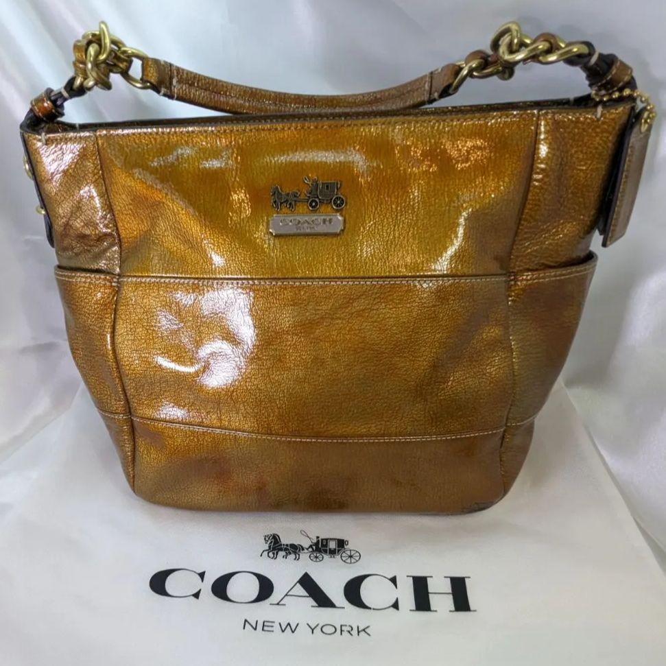 COACH コーチ マディソン TRIBECA メタリックゴールド パテントレザー 
