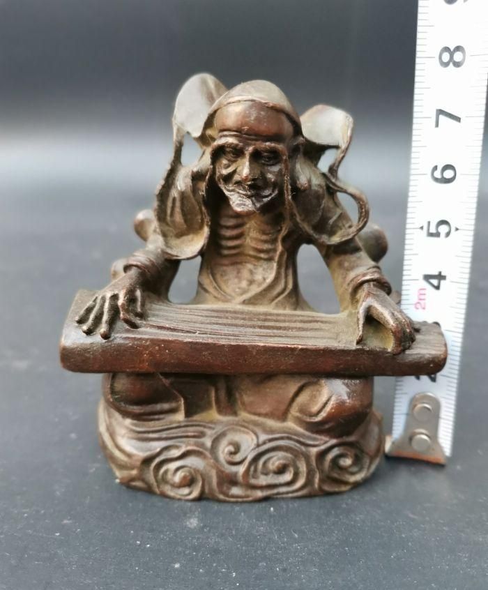 石像 石仏 持書観音仏像 祈福 学習書斎 玄関 茶道 礼仏 装飾品 工芸品 銅器 撫琴羅漢仏像 禅意 茶道 茶寵 書卓 装飾品 工芸品 置物